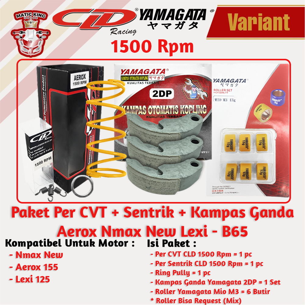 Paket Per CVT + Sentrik + Roller Kampas ganda Yamaha Mio Nmax Aerox Soul GT Fazzio Lexi X Ride Fino Freego CLD YAMAGATA 1000/1500 RPM