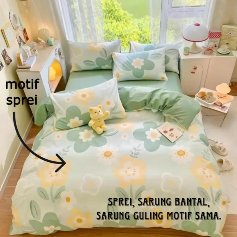 nolabels | BEDCOVER AESTHETIC KOREA  Sprei Homemade / BEDCOVER SET SPREI FREE SARUNG BANTAL GULING MURAH HOMEMADE BERKUALITAS