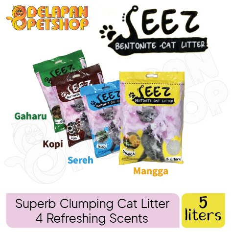 JEEZ Bentonite Cat Litter 5L / Pasir Kucing Gumpal Wangi Impor Murah