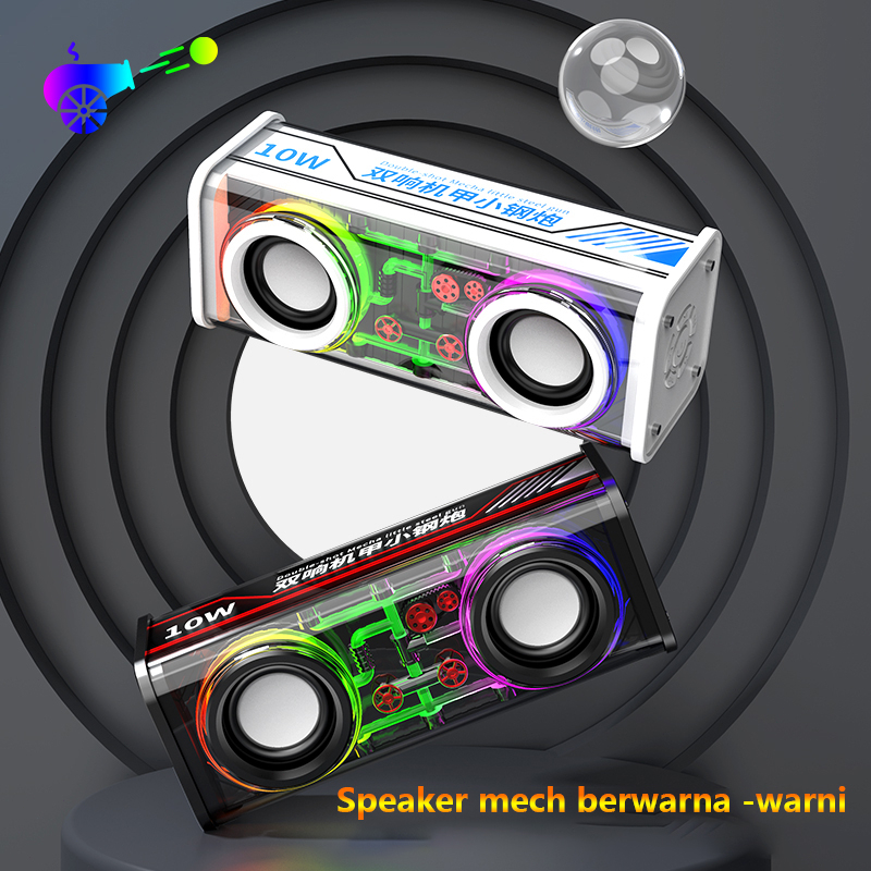 Bluetooth Speaker Wireless V8 Transparent Speaker TWS Series Surround Mini Bluetooth Speaker TF card Double Horn Subwoofer Multiple RGB Lighting Modes