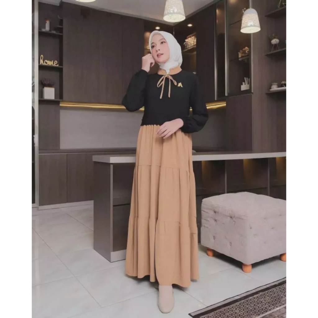 Gamis Polos Terbaru Gamis Dress Crinkle Baju Kondangan Wanita Nazwa Dress Gamis Modern Wanita Terbaru Crinkle