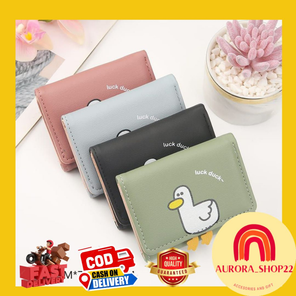 [COD] DOMPET LIPAT WANITA MINI CUTE ALA KOREA MOTIF BEBEK LUCU DENGAN SLOT KARTU