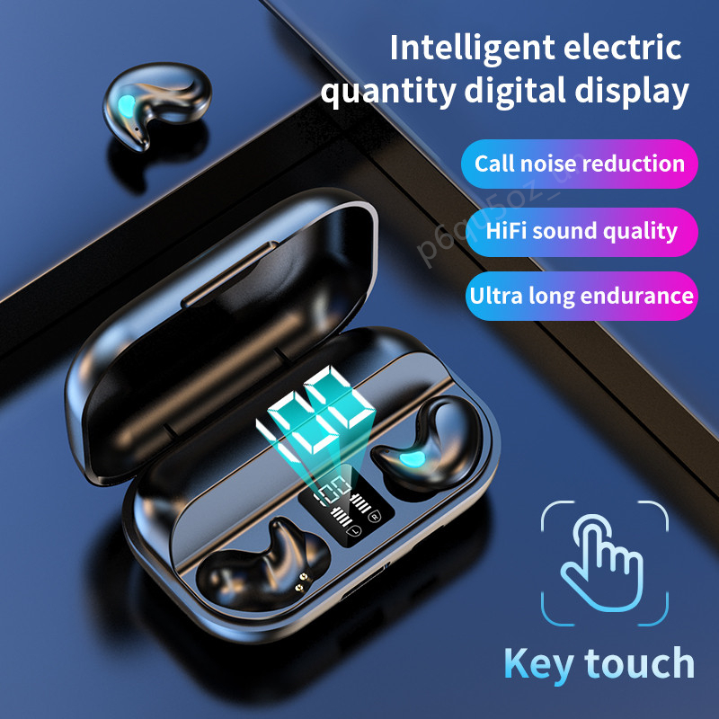 X57 Earphone Bluetooth 5.3 TWS HIFI Stereo Olahraga Nirkabel Mini Headset Tahan Air Tampilan Digital LED dengan Mikrofon