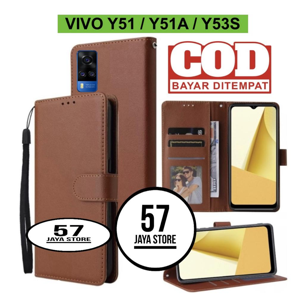 Flip Case Vivo Y51 / Y51A / Y53S Premium Quality Flip Dompet Casing HP Wallet Leather flip cover
