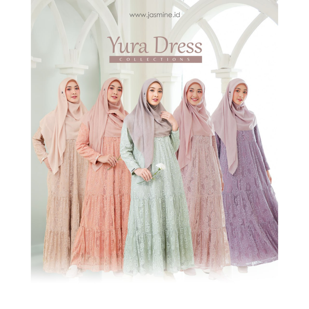 YURA DRESS JASMINE GAMIS SYARI MURAH CANTIK BAJU BUSUI BUSANA MUSLIMAH BROKAT MEWAH BRIDESMAID KONDA