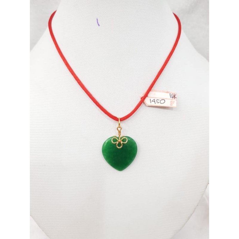 LT2232E432E liontin batu giok hijau model love emas kuning asli berat 1.450 sama mata 5.250 kadar 70