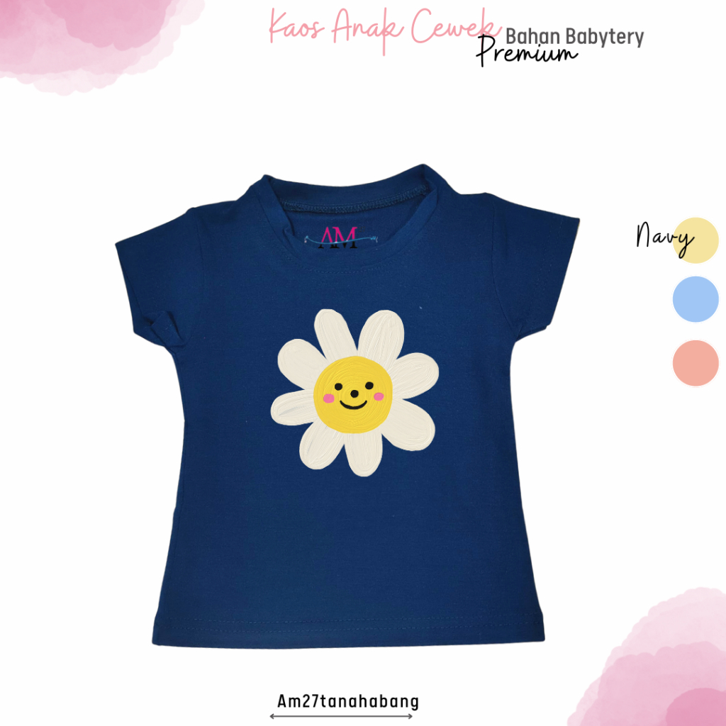 003 Premium Production! Kaos Anak Cewek BABYTERY Spandek 1-9 tahun motif DAISY