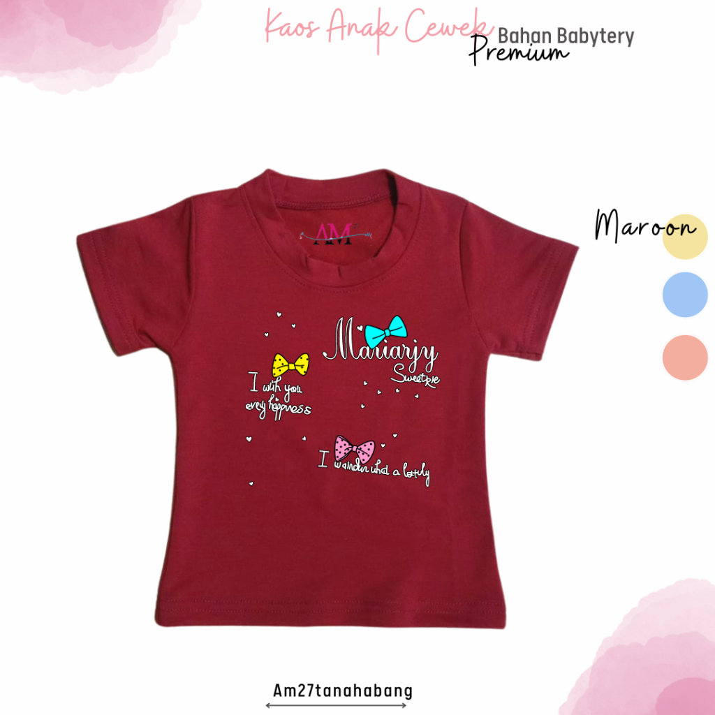 003 Premium Production ! Kaos Anak Cewek BABYTERY Spandek 1-10 tahun