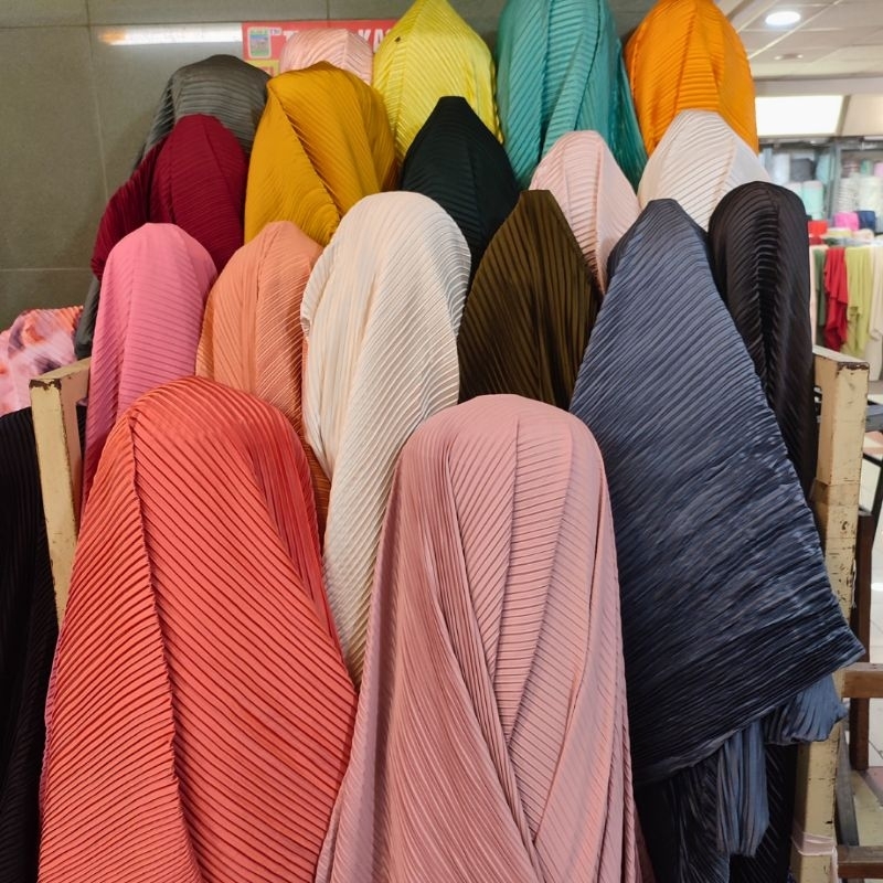 kain plisket saten polos  - plisket polos - kain kombinasi gamis plisket - outer - bluse - prisket p