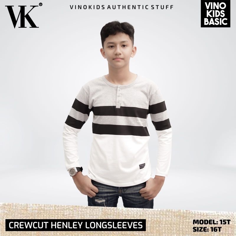 KAOS VINO BASICS ORIGINAL CREWCUTS HENLEY LONGSLEEVES / KAOS LENGAN PANJANG HENLEY VK VINO KIDS basic kids dan junior merah