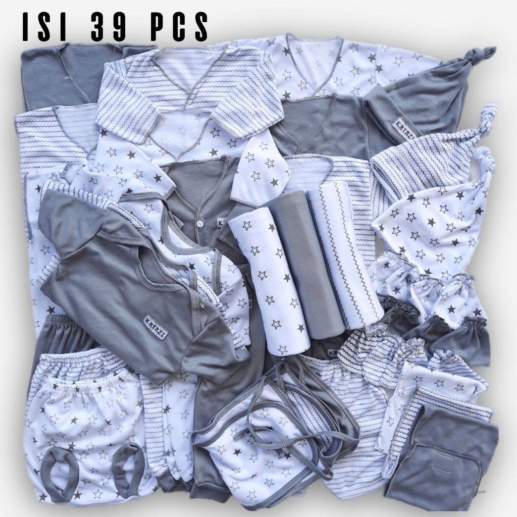 Paket Lengkap 39 pcs Perlengkapan Bayi Baru Lahir Baju Celana Baby Newborn Usia 0 Sampai 3 Bulan
