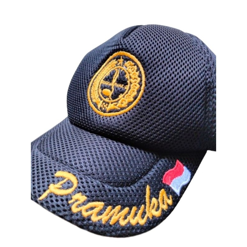 TOPI PEMBINA PRAMUKA BAHAN JALA HITAM BORDIR