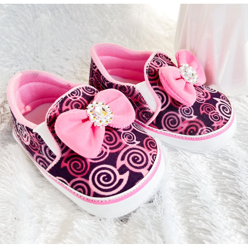 Sepatu Sendal Pre-Walker bayi Perempuan Lucu kain Lingkar Pita 1 -10 Bulan