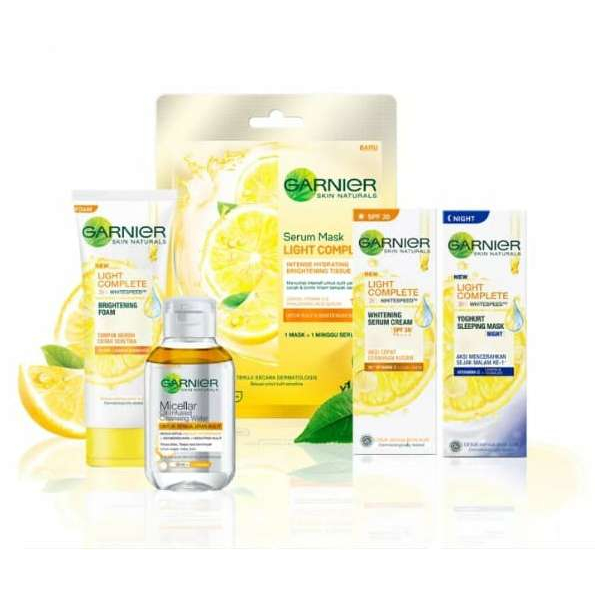 𝘈𝘉𝘎✰ Paket Garnier 3Pcs Bright Complete Vitamin C Series Micellar Water + Face Wash + Serum / Garnier Sakura Glow Hyaluron Skincare Travel Size 3001