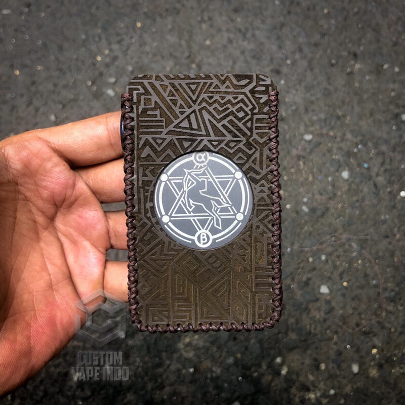 Coklat Tua Leather sleeve / Case Basic Centaurus M200 Model Lubang Full Engraving Aztec