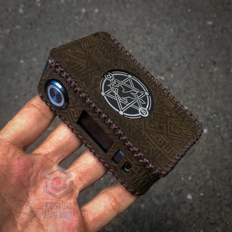 Coklat Tua Leather sleeve / Case Basic Centaurus M200 Model Lubang Full Engraving Aztec