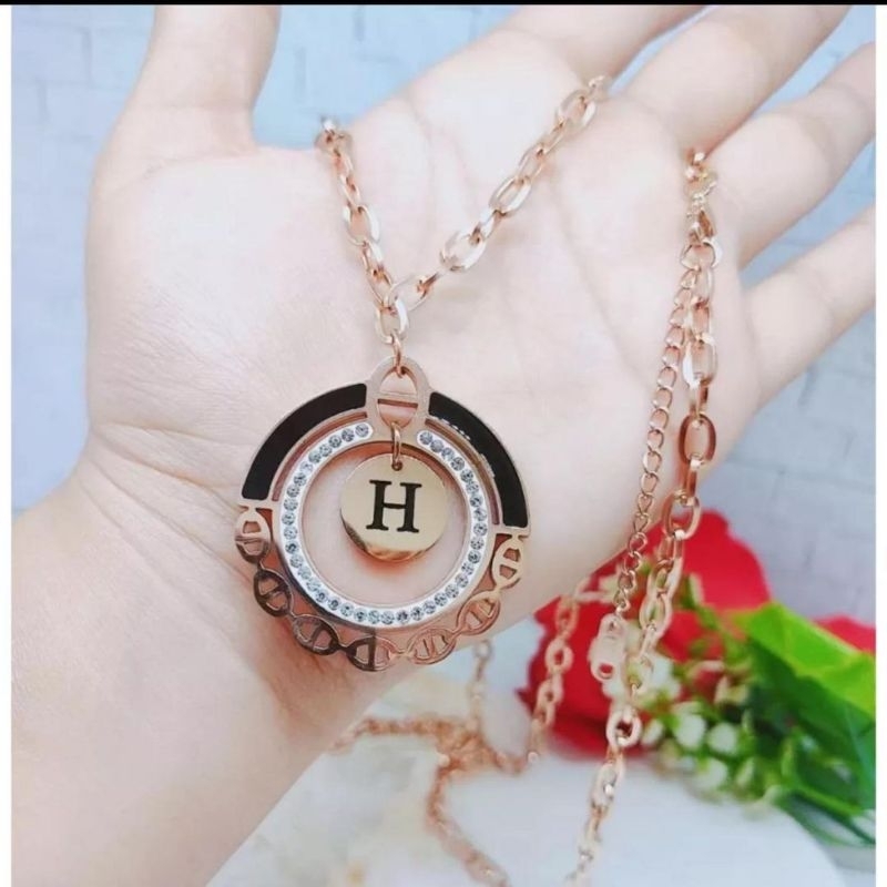 Kalung Titanium asli model panjang 80cm mirip emas asli Anti Karat Anti Alergi Premium Quality Stainless steel anti karat anti alergi Premium Quality K89928