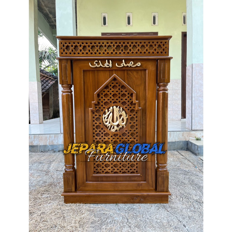 mimbar podium ukir minimalis jati termurah REAL PICT mimbar masjid jati (mimbar ukir jati termurah )