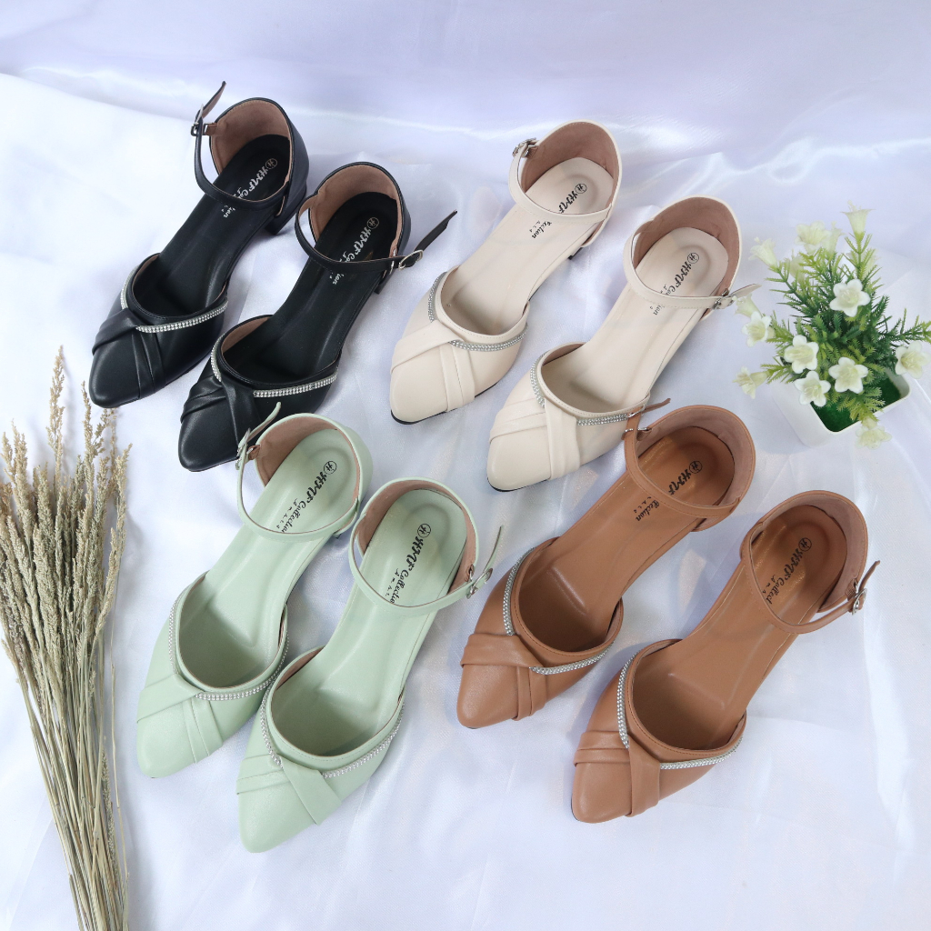 HMF Kaye Sepatu Hak Mules Wanita 3 cm AM01