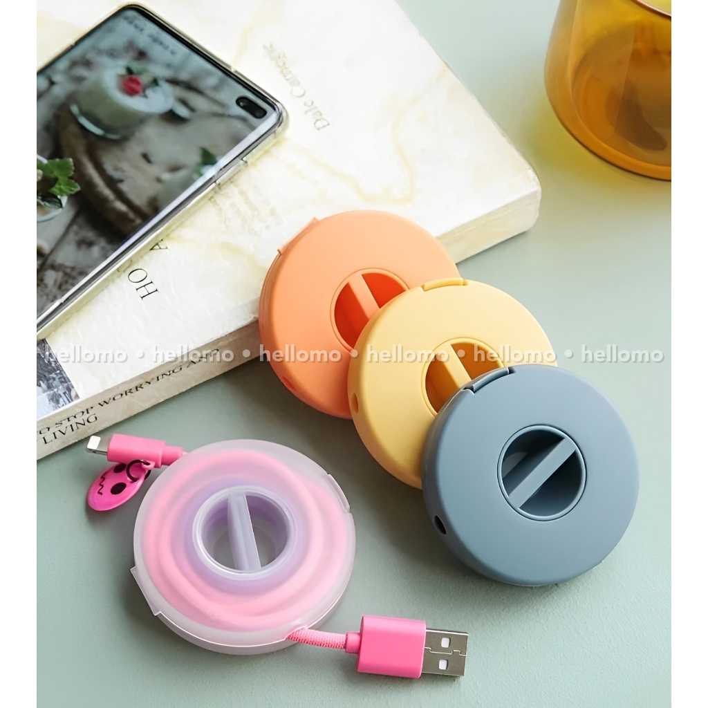 Kotak Kabel Putar Organizer Penyimpan Cable Data Box Earphone Case Storage Perapih Kabel