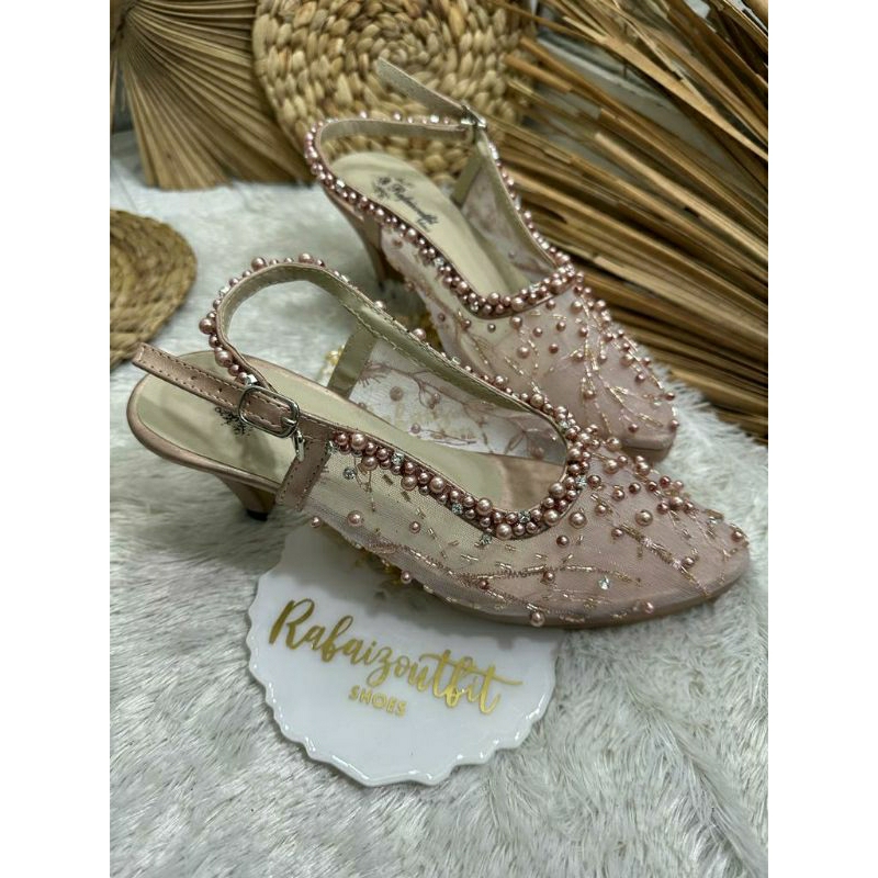 Sepatu wedding pesta Cantik Ismi rosegold 7 cm runcing