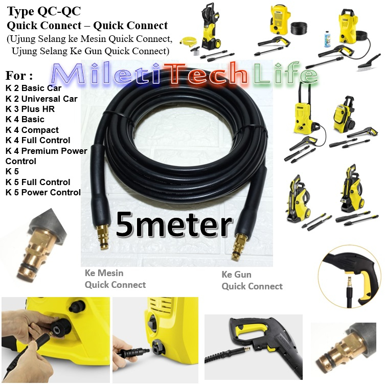 Selang Karcher K1 K2 K3 K4 K5 Panjang 5meter High Pressure Hose 5m for Karcher K Series Spare Part