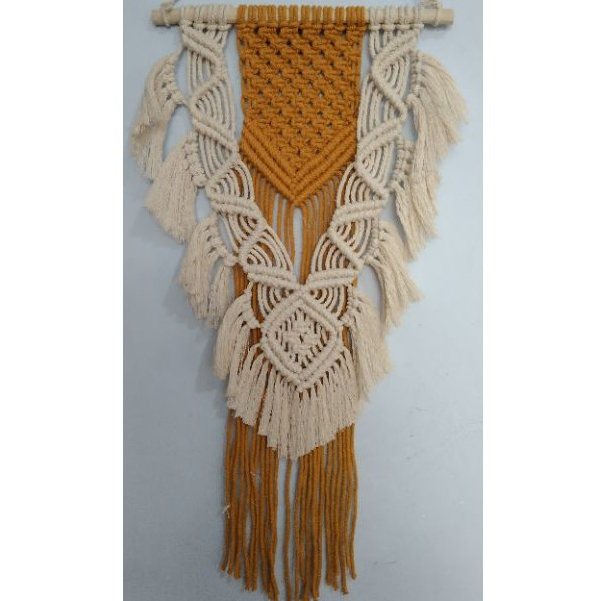 READY STOK) macrame hiasan dinding tengah mustard / macrame wall hanging/ dekorasi rumah