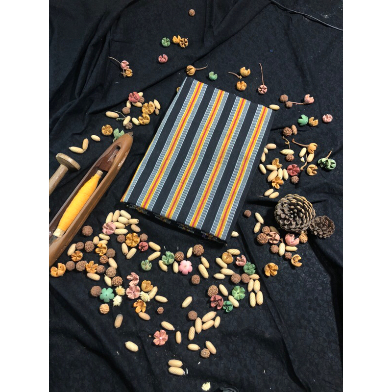 Kain Lurik Hitam Kuning Abu / Kain Tenun Lurik Jogja / Kain Surjan / Kain Tenun Lurik  / Kain Lurik 