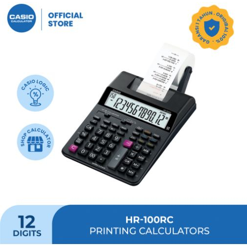 

kalkulator CASIO HR-100RC - Hitam - Kalkulator Cetak/Kasir - 12 digit