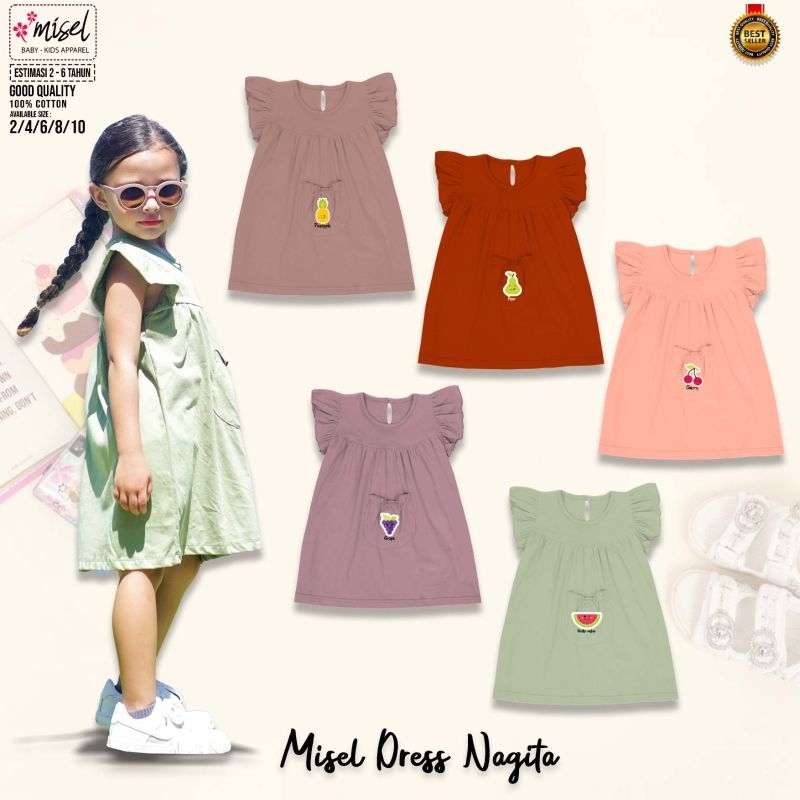 Dress Kaos Anak Perempuan Cewek Misel Nagita Terbaru Usia 2 3 4 5 6 7 8 Tahun