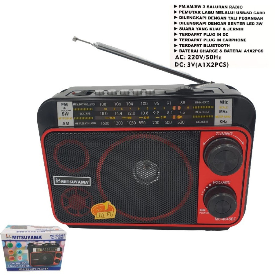 COD Radio Mitsuyama MS-4045 USB SD MP3 AM-FM Portable Radio