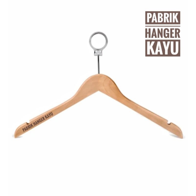 HANGER KAYU NATURAL DEWASA HOTEL  ANTI THAF