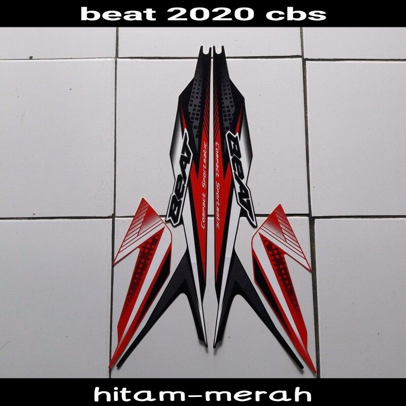 striping honda beat 2020 warna hitam merah