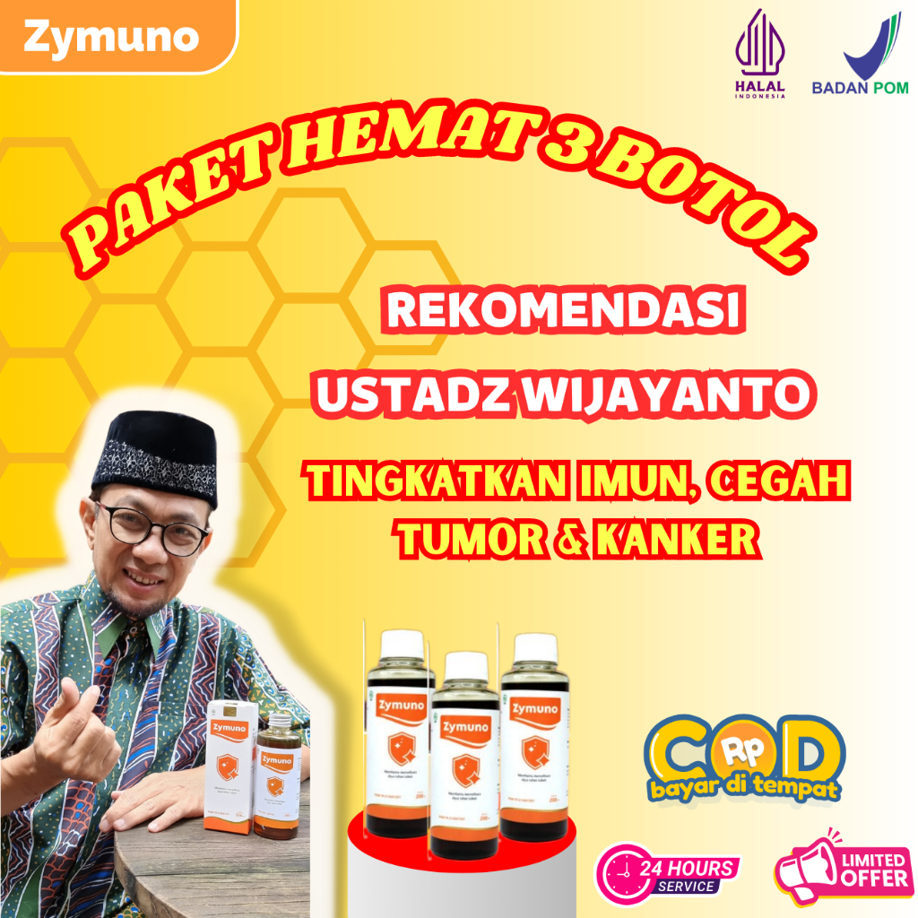 

PESAN SEKARANG (PAKET HEMAT 3 BOTOL) ZYMUNO - Vitamin Herbal AMPUH Cegah Kanker & Tumor - Tanpa Efek Samping & Ketergantungan - Tingkatkan Daya Tahan Tubuh Imun - BPOM & Halal MUI