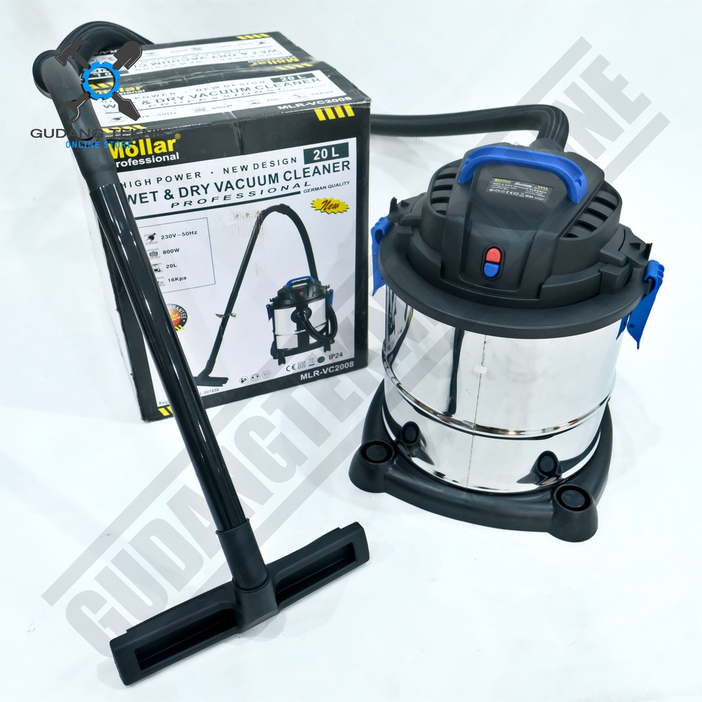 Vacuum Cleaner Wet &amp; Dry Listrik 20 Liter MLR VC2008 MOLLAR / Mesin Penyedot Debu Kering Basah Vacum Vakum Sedot Kotoran Debu 20Liter VC 2008 MOLLAR