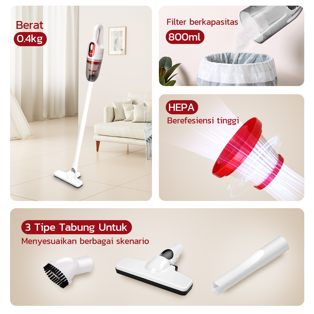 Kadonio Vacuum Cleaner Handheld Portable Penyedot Debu Wireless genggam portabel rumah tangga 22000pa penghisap debu Kekuatan handheld vacuum cleaner KC-VC97