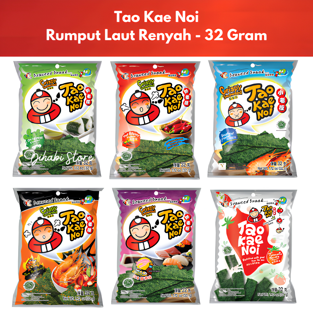 

Tao Kae Noi Crispy Seaweed Original / Hot & Spicy / Japanese Sauce Flavour / Seafood / Tom Yum Goong / Tomato Sauce