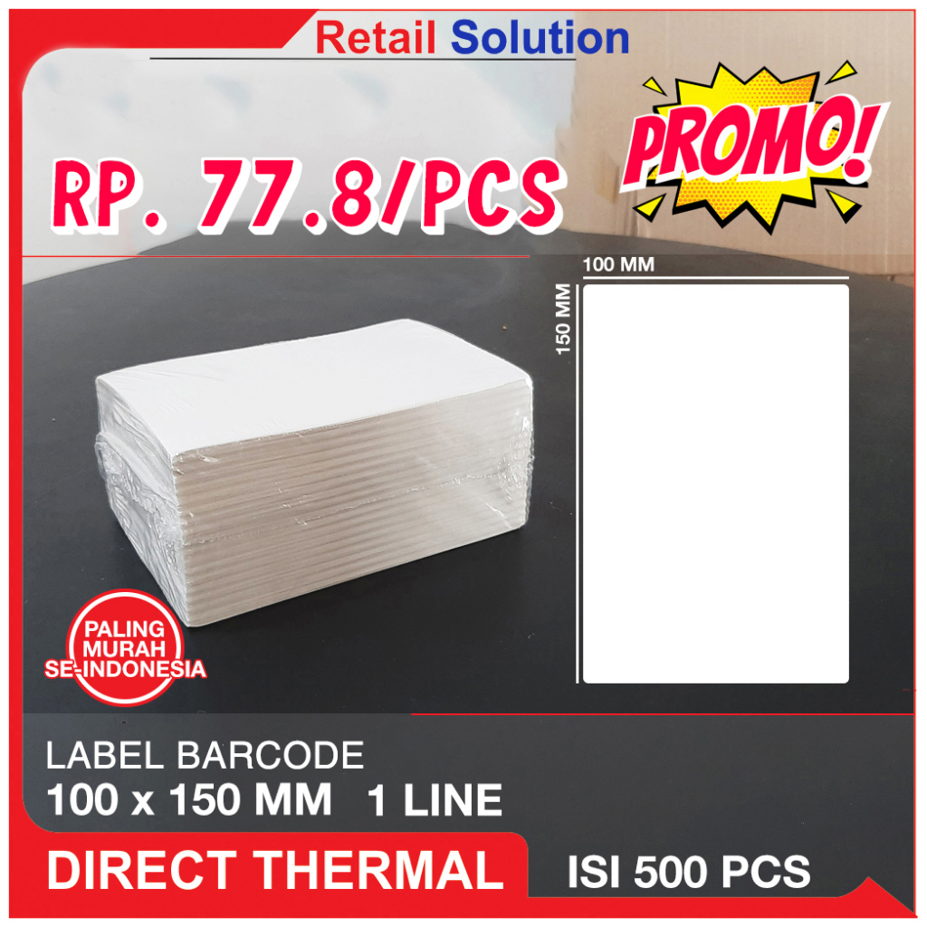 Label Thermal Resi Stiker 100x150 mm / 100 x 150 mm / 100x150mm ZIGZAG