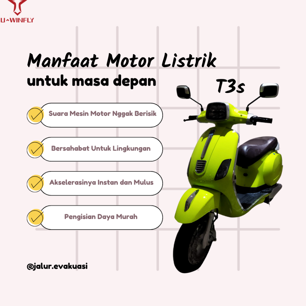 Motor Listrik Model Vespa Uwinfly T3s / Termurah Se-Bali