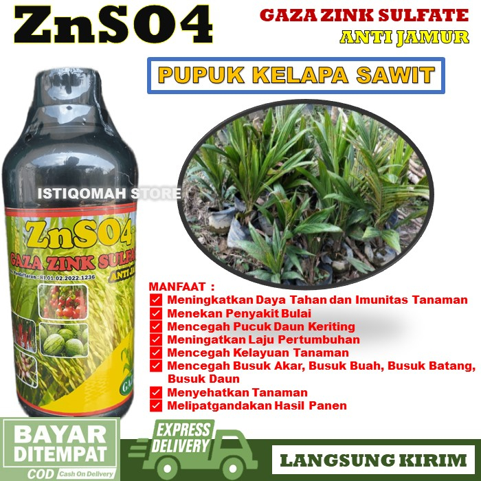 Pupuk Pencegah Mati Pucuk Daun Kelapa Sawit Terbaik ZNSO4 GAZA 500ML Obat Anti Busuk Akar, Busuk Dau