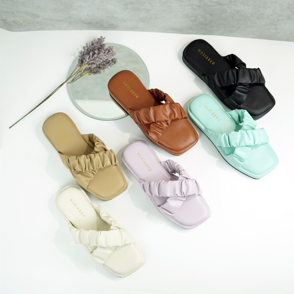 flash sale 7,7 Sandal Wanita Strap Silang Kerut AB 75