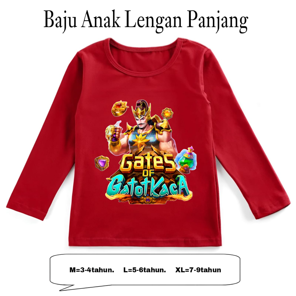 hzl_outfit Kaos Atasan Anak Lengan Panjang Gatot Kaca/Bahan Katun Adem Tidak Panas