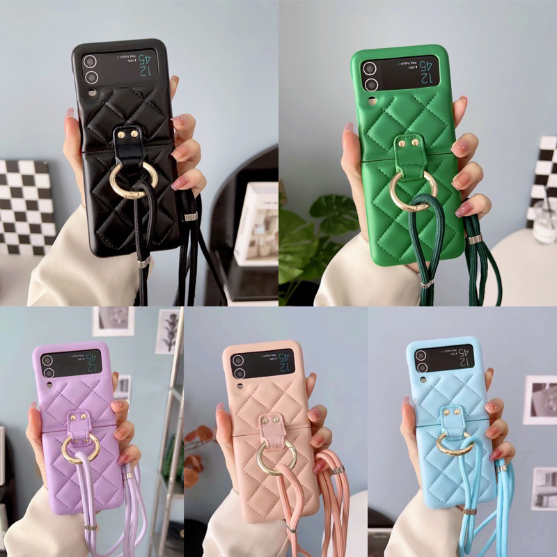 Leather Case Samsung Galaxy Z Flip 5 4 3 5G Z Flip3 Z3 Flip4 Zflip4 Zflip3 Casing Bahan Silikon Kulit Tahan Banting