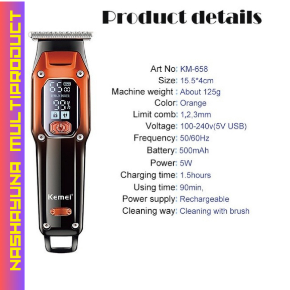 Kemei Km-658 - Electric Hair Clipper Trimmer Alat Pangkas Rambut Profesional