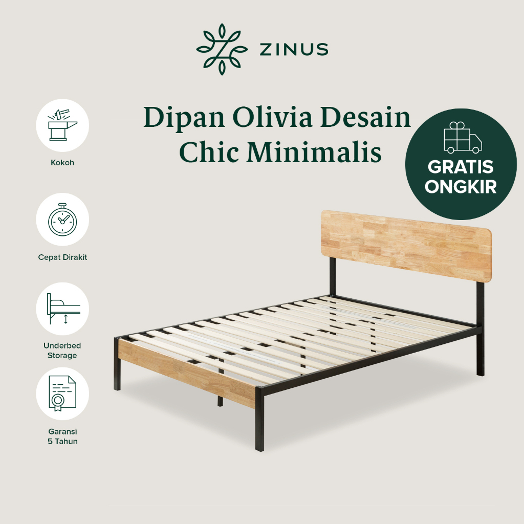 Dipan Tempat Tidur Zinus Olivia Minimalis Industrial Divan Kasur In a Box
