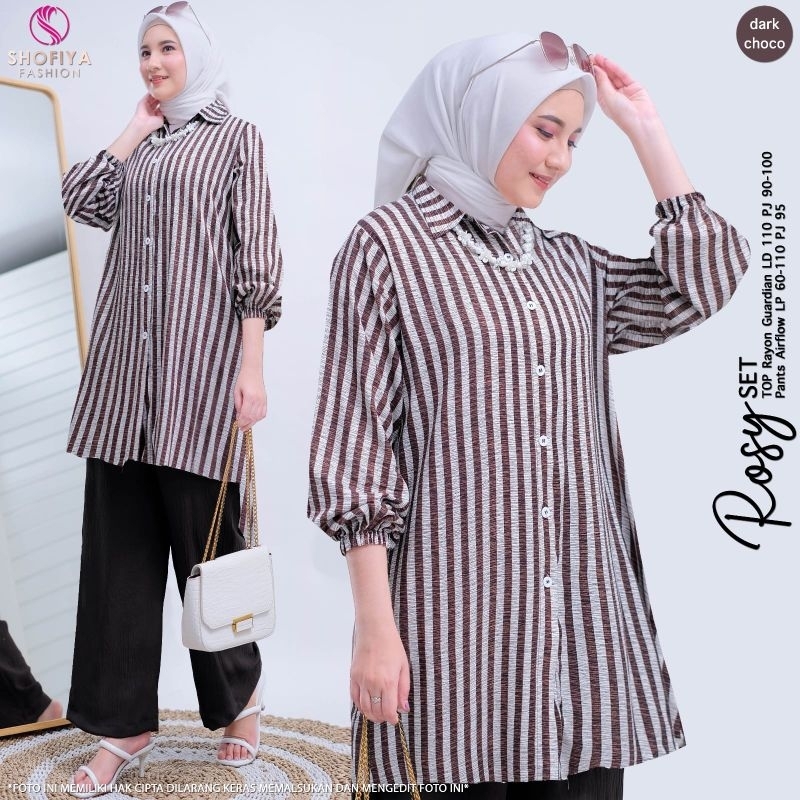 [BARU] ROSY SET BY SHOFIYA SETELAN WANITA MUSLIM LONG TUNIK KULOT