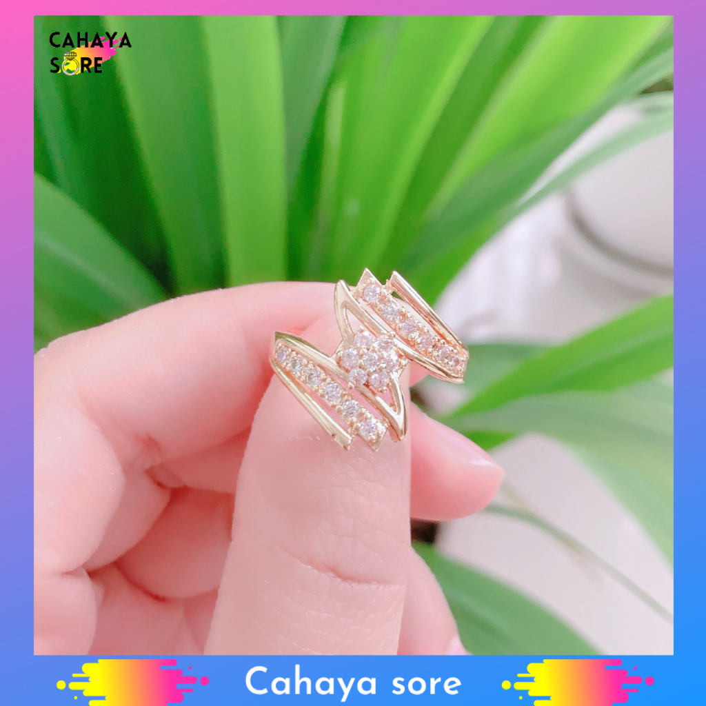 Cincin Xuping Gold Cincin Dewasa Model Permata Tiga Titik CD23