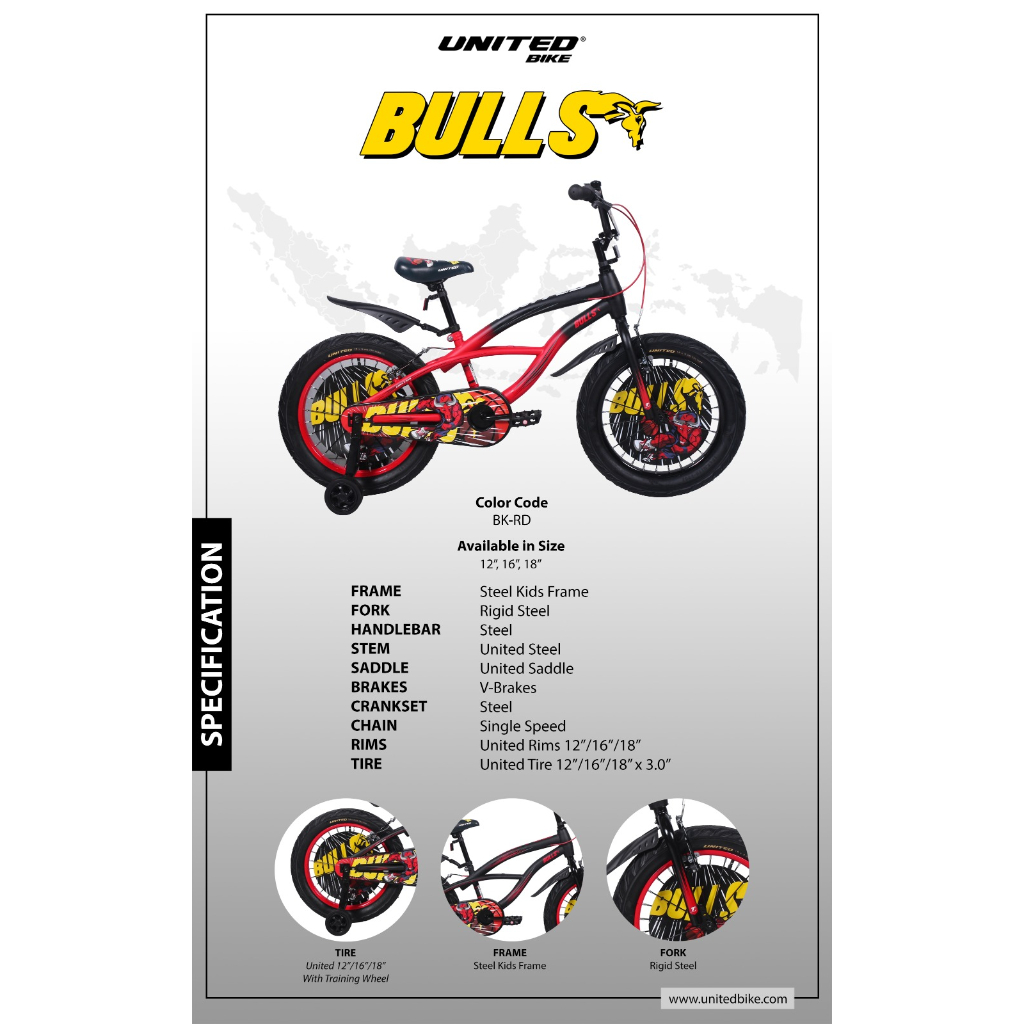 Sepeda Anak LAKI LAKI BMX 12 16 18 United Bulls