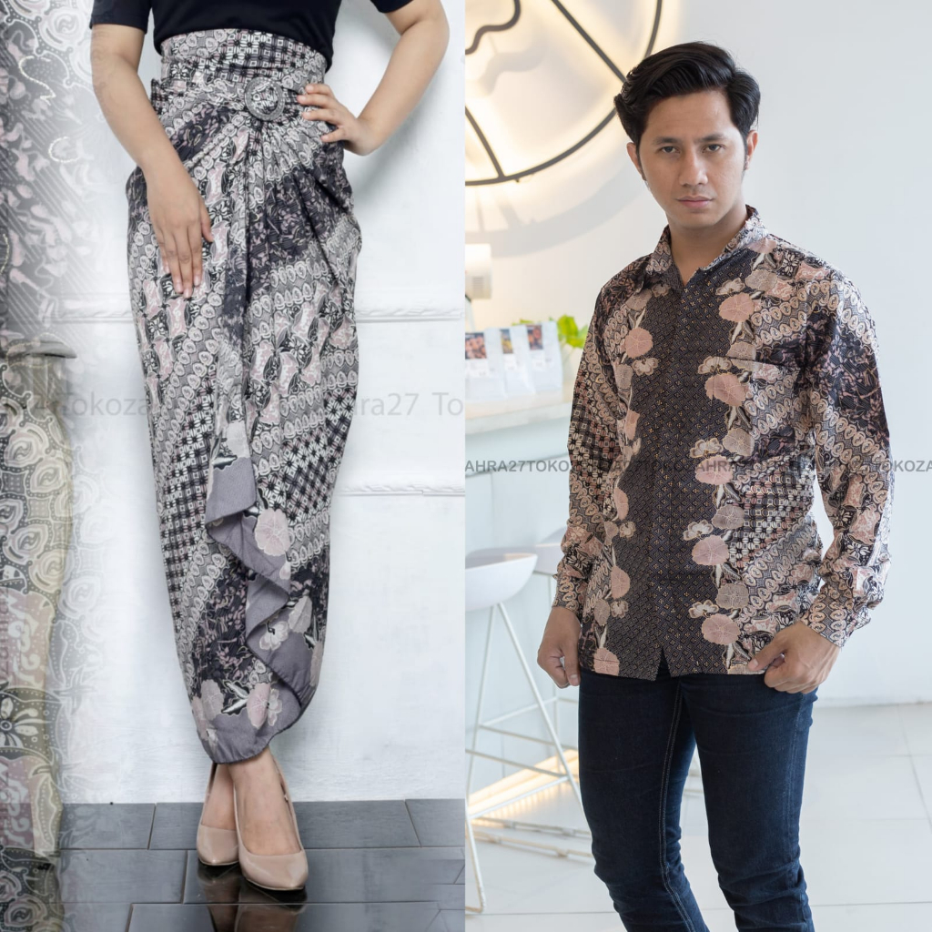 Couple Kemeja Batik Rok Lilit batik Lengan Panjang MOTIF LATIF