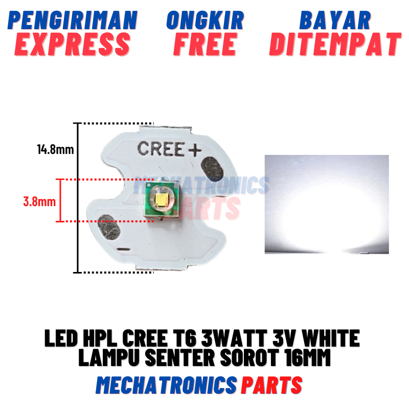 [DSP-9208] LED HPL CREE T6 3WATT WHITE 6000K-6500K LAMPU SENTER SOROT